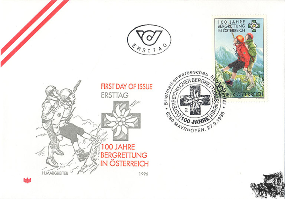 Österreich FDC 1996 - 6 S - 100 Jahre Bergrettungsdienst Österreich FDC 1996 - 6 S - 100 Jahre Bergrettungsdienst