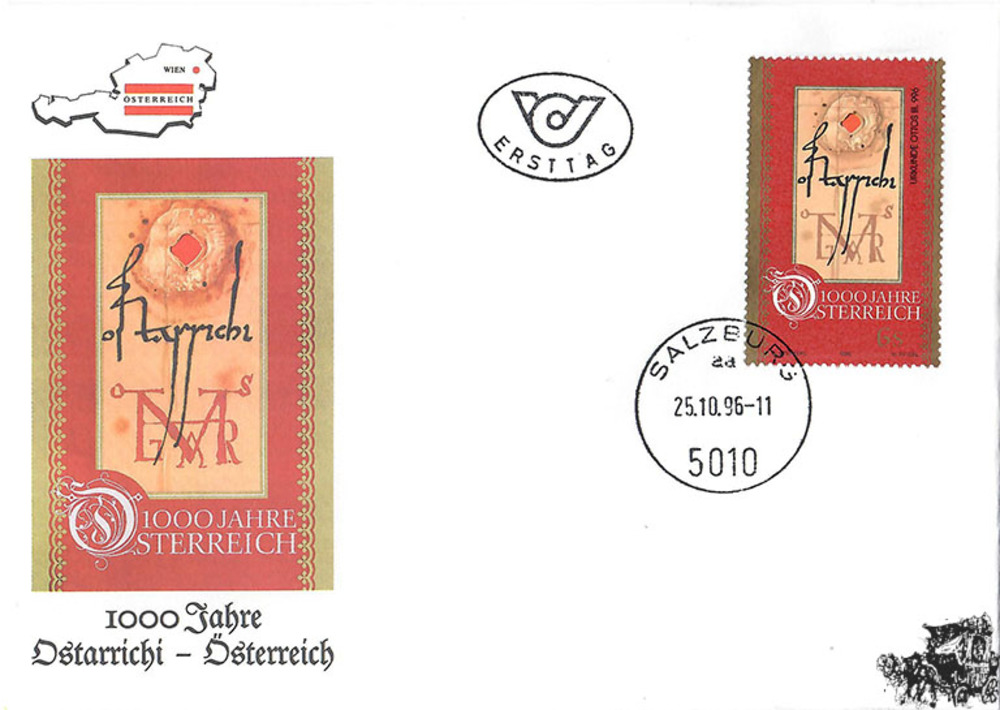 Österreich FDC 1996 - 6 S - Urkunde Otto III 996 Österreich FDC 1996 - 6 S - Urkunde Otto III 996