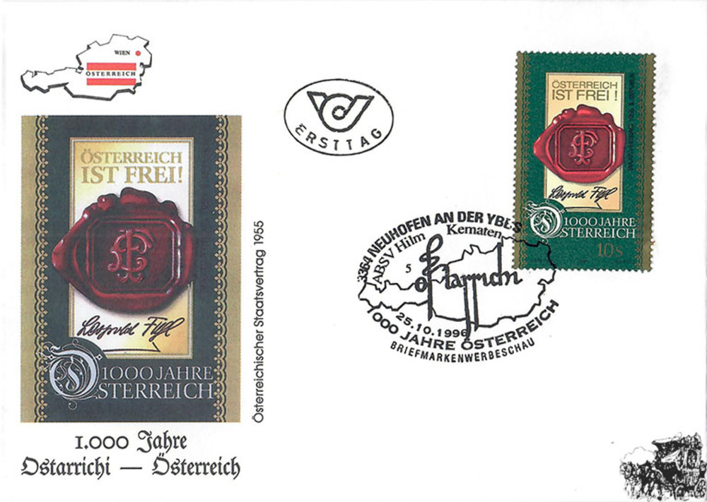Österreich FDC 1996 - 10 S - Staatsvertrag 1955, II Rep Österreich FDC 1996 - 10 S - Staatsvertrag 1955, II Rep