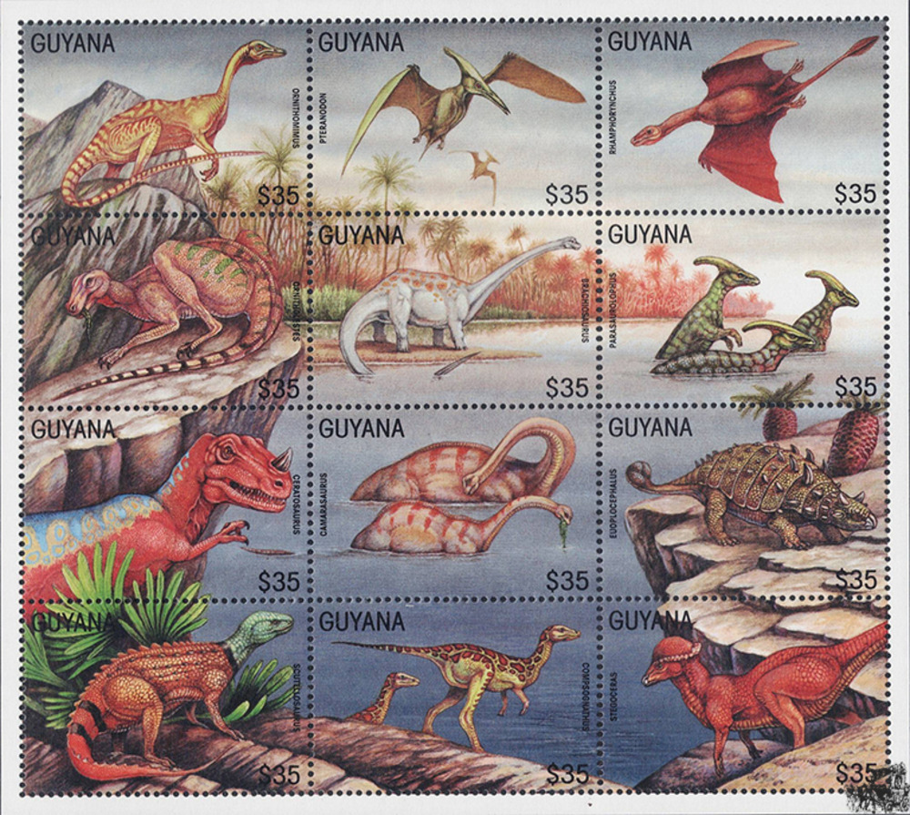 Guyana 1996 ** - Prähistorische Tiere, Ornithomimus