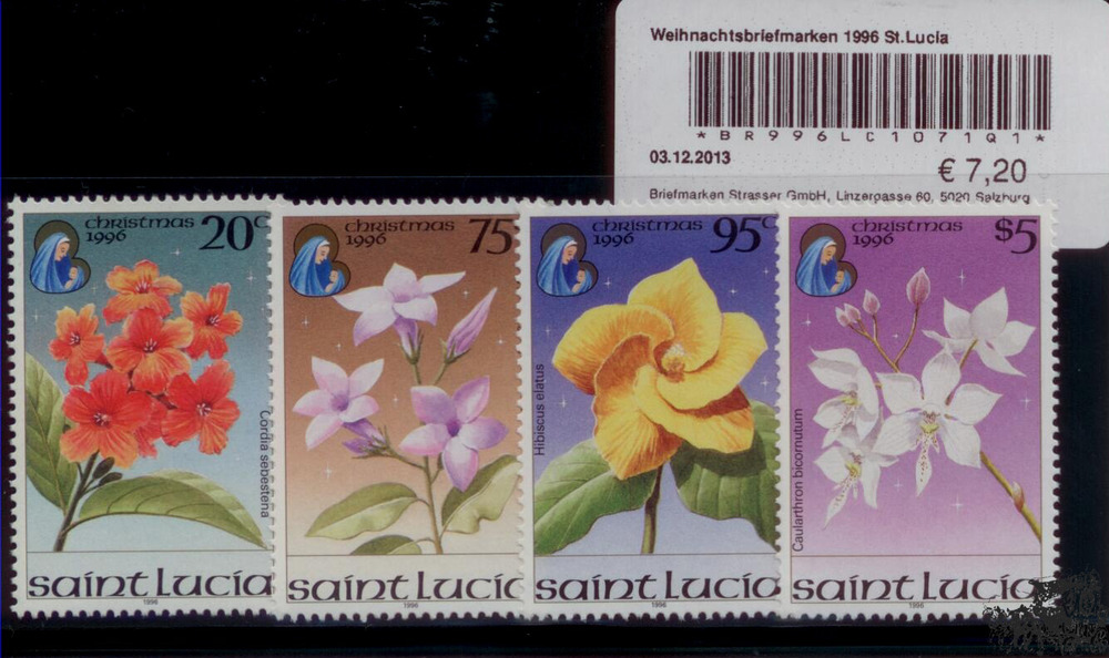 Weihnachtsbriefmarken 1996 St.Lucia