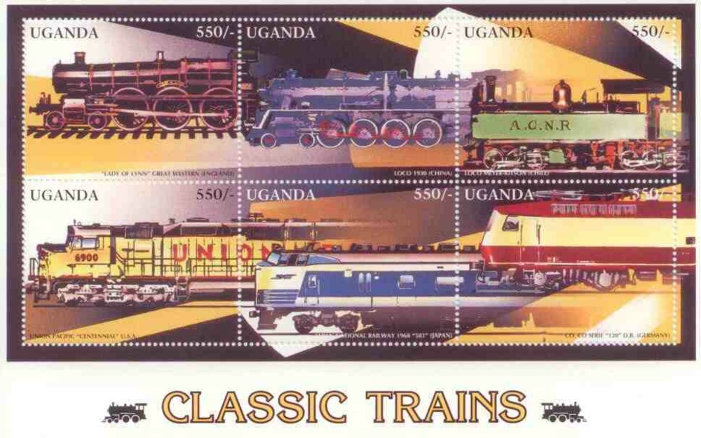Eisenbahnkleinbogen 1996 Uganda Eisenbahnkleinbogen 1996 Uganda