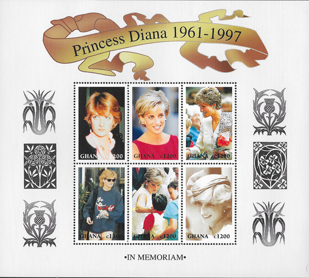 Ghana 1997 ** - Tod von Prinzessin Diana, mit offenem Kragen