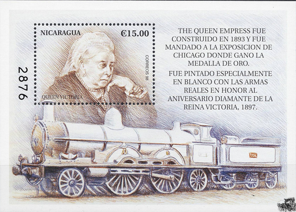 Nicaragua 1999 ** -  Lokomotive, Königin Viktoria