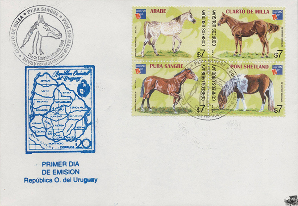 Uruguay 1999 FDC - Pferderassen