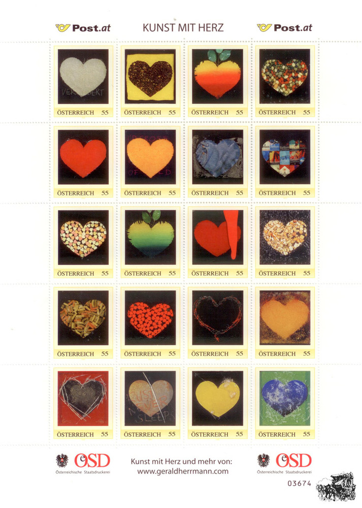 Marken.Edition 20 “Kunst mit Herz“ - Österreich Klbg.mit personalisierten Marken