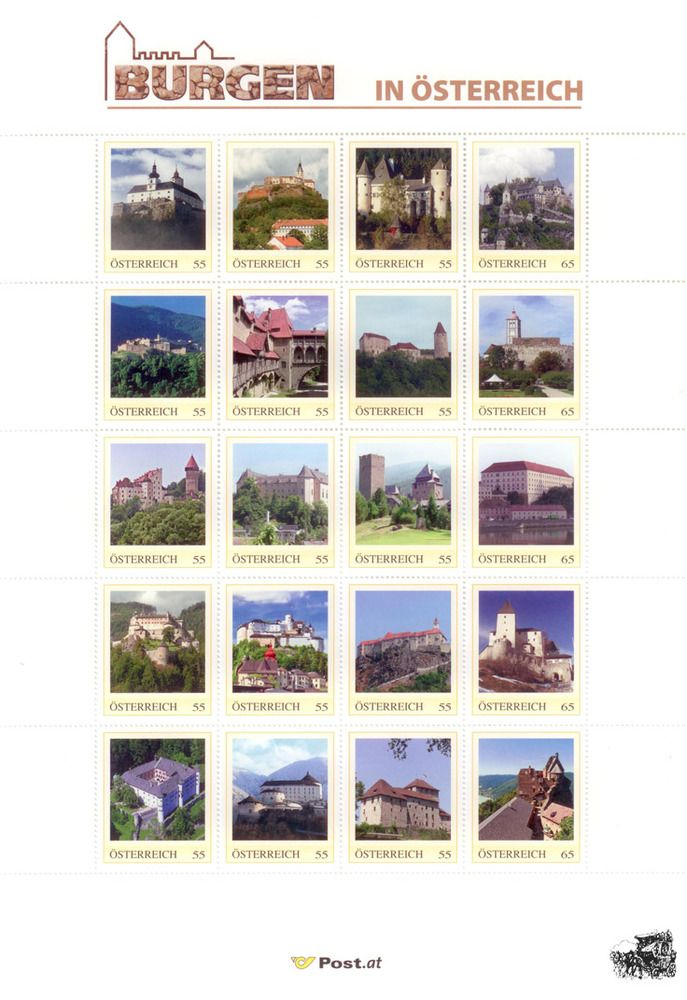 Marken.Edition 20 “Burgen in Österreich“ Österreich Klbg mit personalisierten Marken