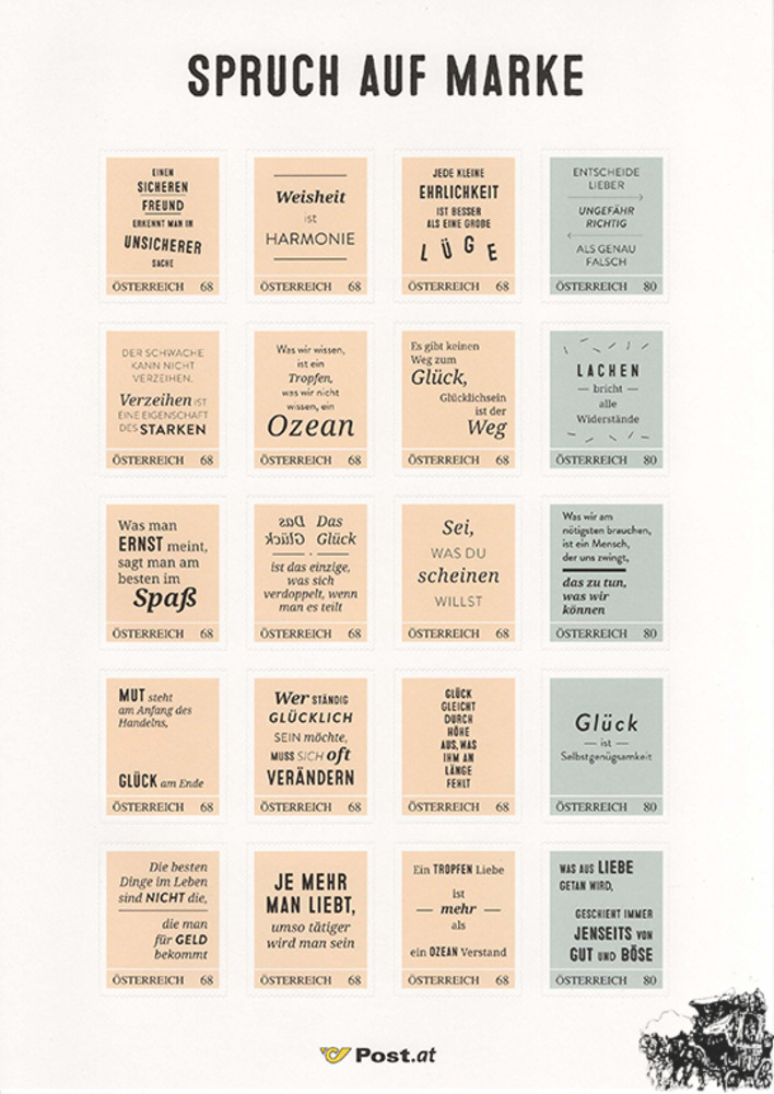 Marken.Edition 20 “Spruch auf Marke“ Österreich Klbg mit personalisierten Marken - selbstklebend