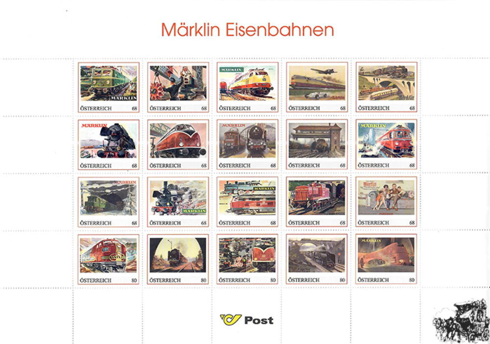 Marken.Edition 20 “Märklin Eisenbahnen“ - Österreich Klbg mit personalisierten Marken 
