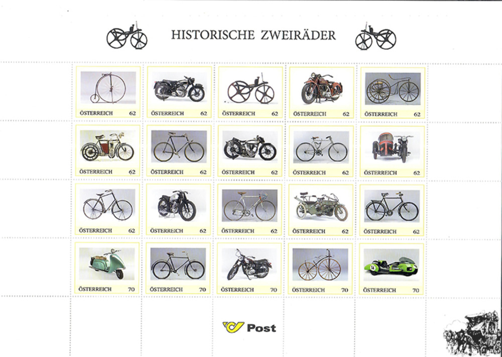 Marken.Edition 20 “Historische Zweiräder“ - Österreich Klbg mit personalisierten Marken 