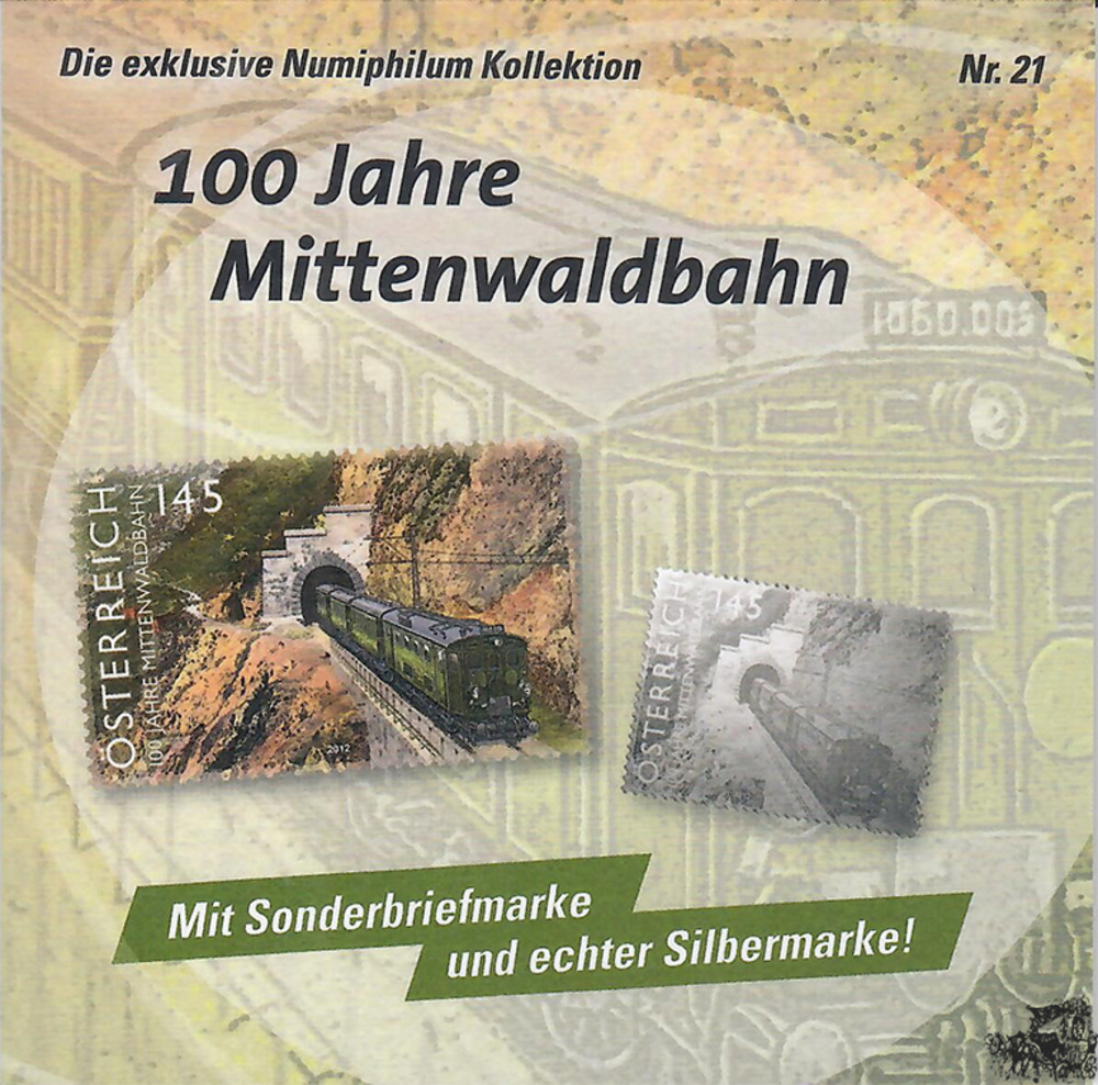 Numiphilum Kollektion Nr. 21 - Sondermarke + Silbermarke “100 Jahre Mittenwaldbahn“ Numiphilum Kollektion Nr. 21 - Sondermarke + Silbermarke “100 Jahre Mittenwaldbahn“