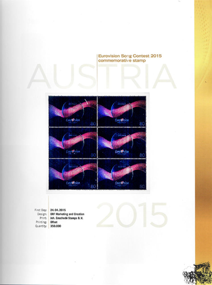The History of te Song Contest 1956 -2015, EuroVision Song Contest, Buch, Sonderausgabe der Österreichischen Post inkl. Briefmarken
