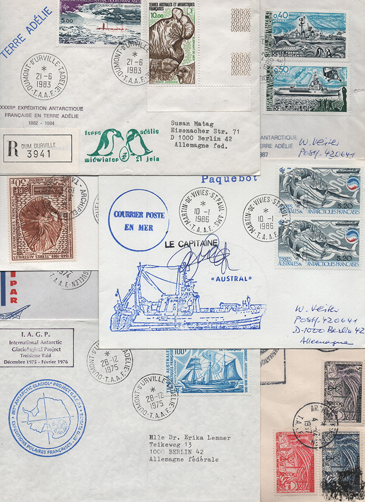 Sammlung Französische Gebiete in der Antarktis / Polarforschung - ca. 100 Belege / FDC Sammlung Französische Gebiete in der Antarktis / Polarforschung - ca. 100 Belege / FDC
