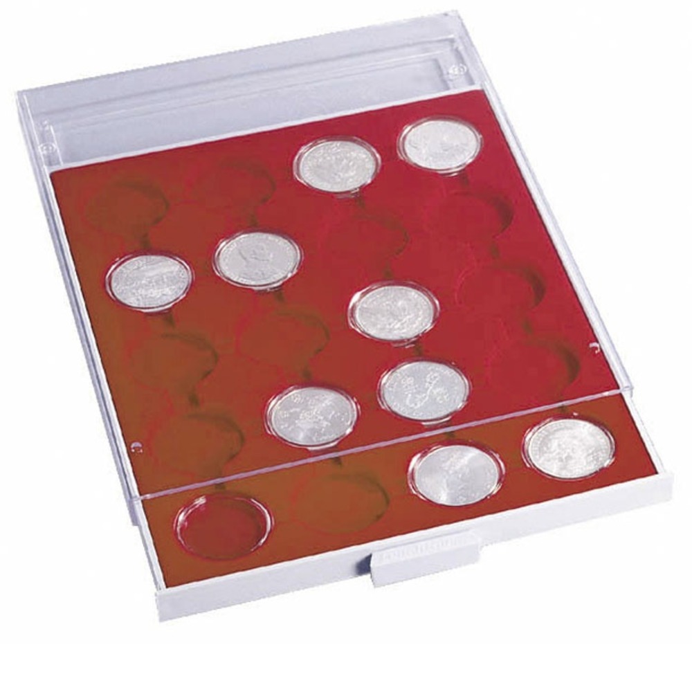 Coin Box for 2-Euro coins with gray capsules.