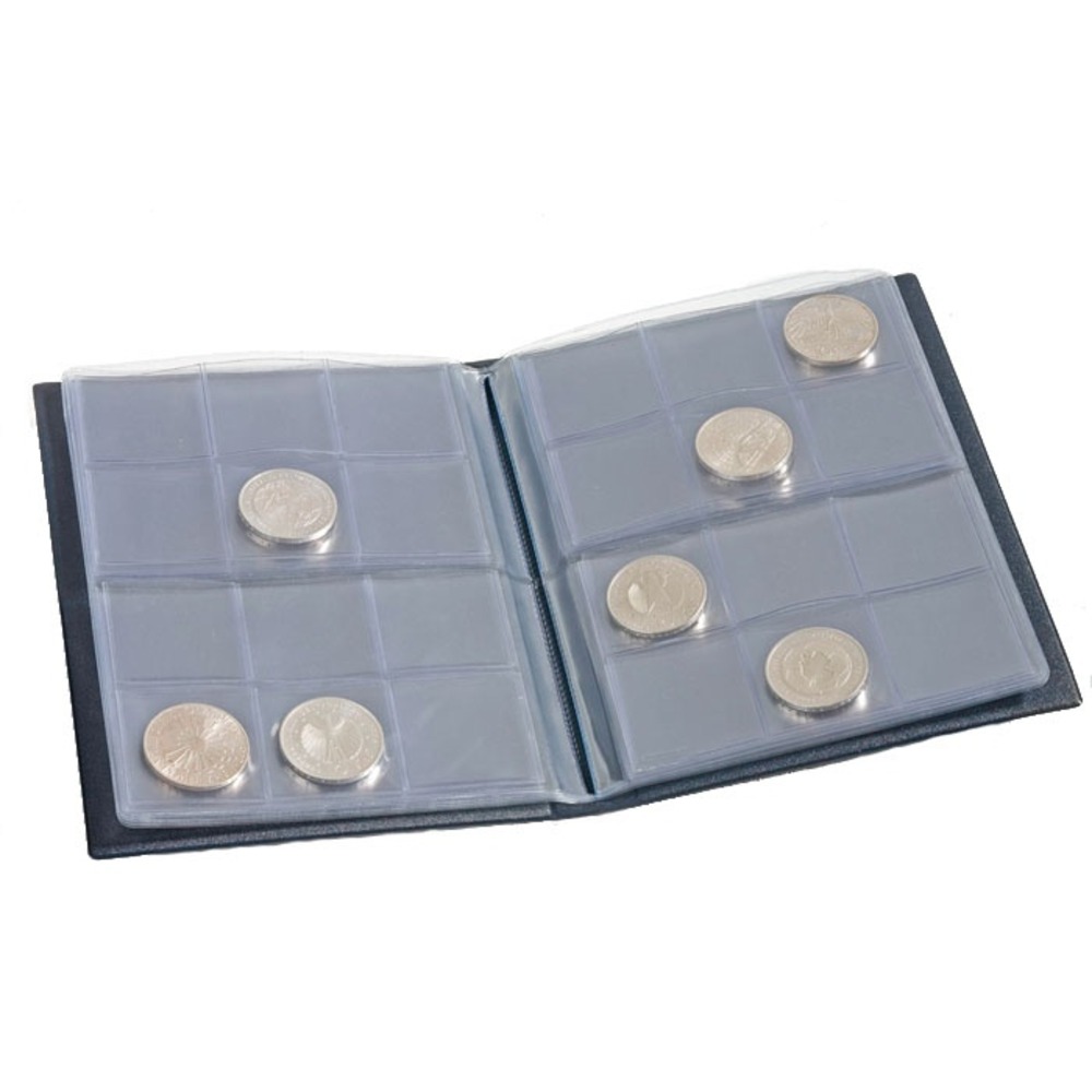 Münzen-Taschenalbum mit 8 Münzblättern für je 12 Münzen, blau