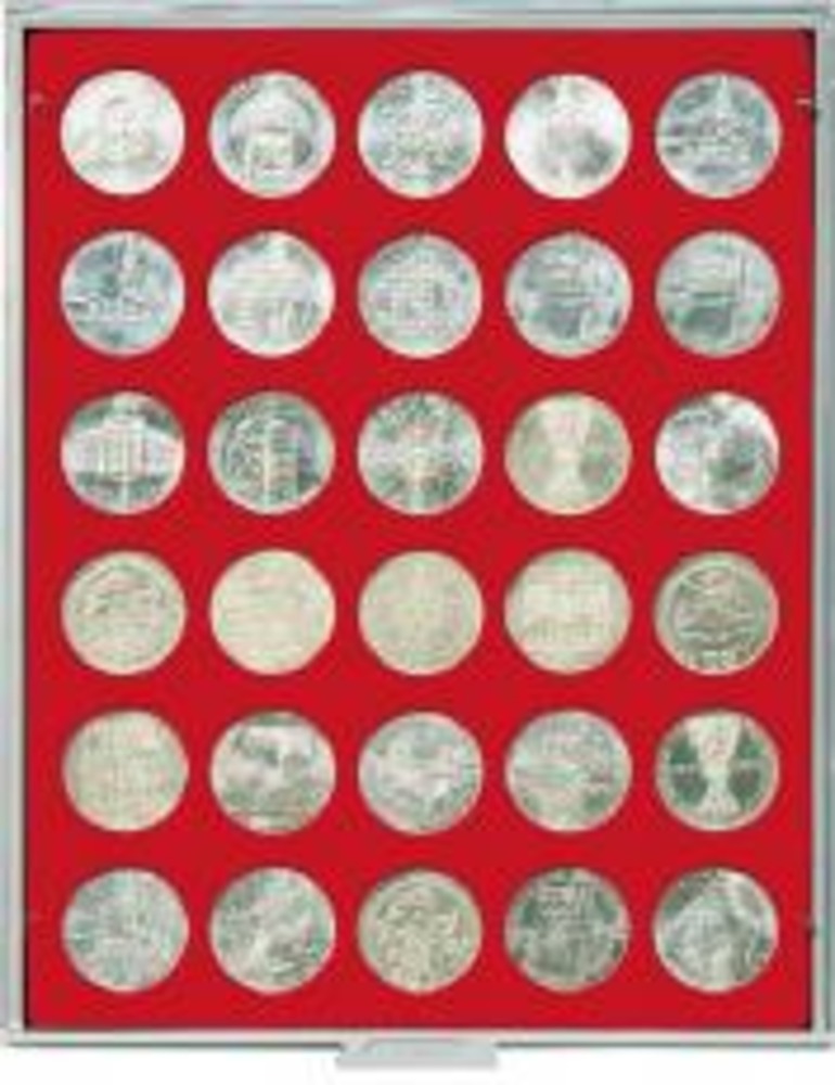 Münzenbox mit 30 runden Vertiefungen für Münzen mit Ø 36 mm, Standard 