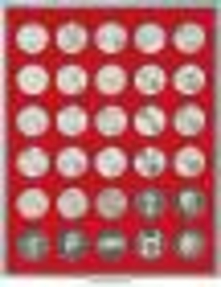 Münzenbox mit 30 runden Vertiefungen für Münzen mit Ø 34 mm, Standard 