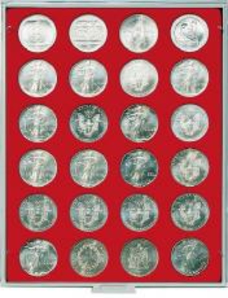 Münzenbox mit 24 runden Vertiefungen für Münzen mit Ø 41 mm, Standard 