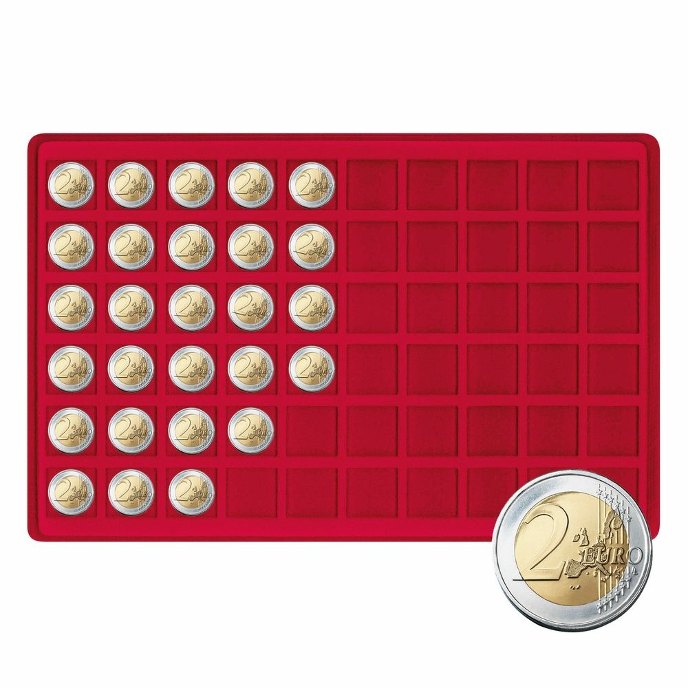 LINDNER Großer Münzen-Sammelkoffer mit Tableaus für 480 Münzen in rot.