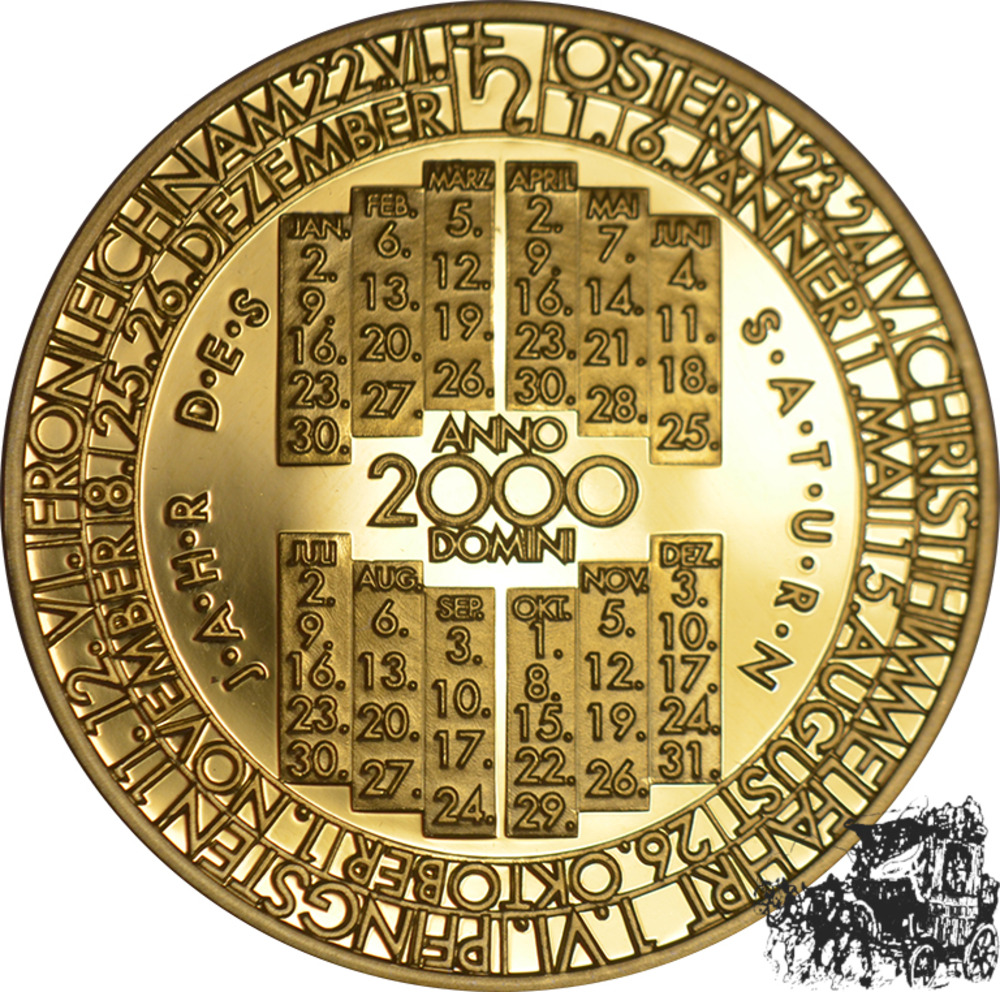 Kalendermedaille 2000 - Saturn, vergoldet