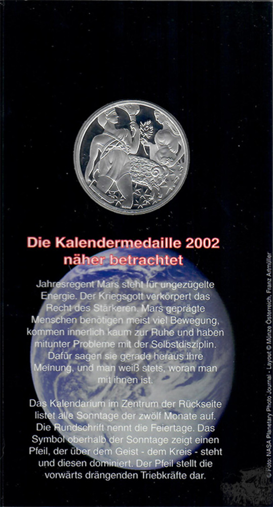 Kalendermedaille 2002 - Mars