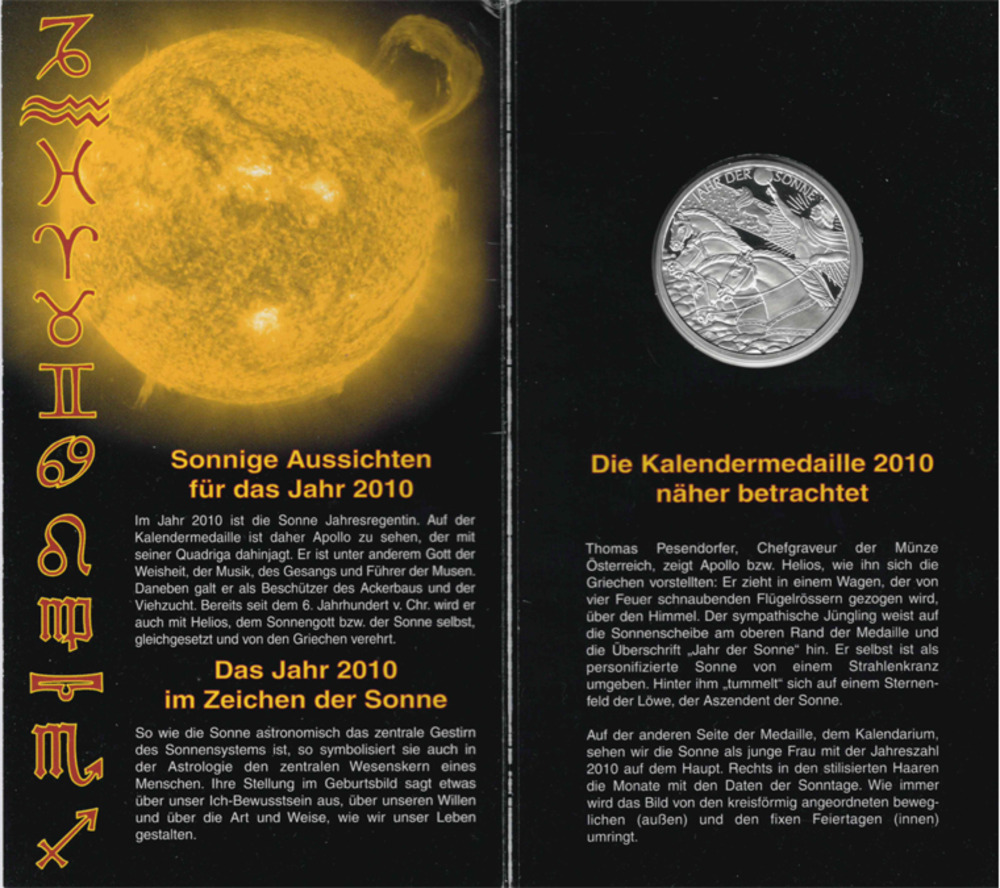 Kalendermedaille 2010- Sonne Kalendermedaille 2010- Sonne