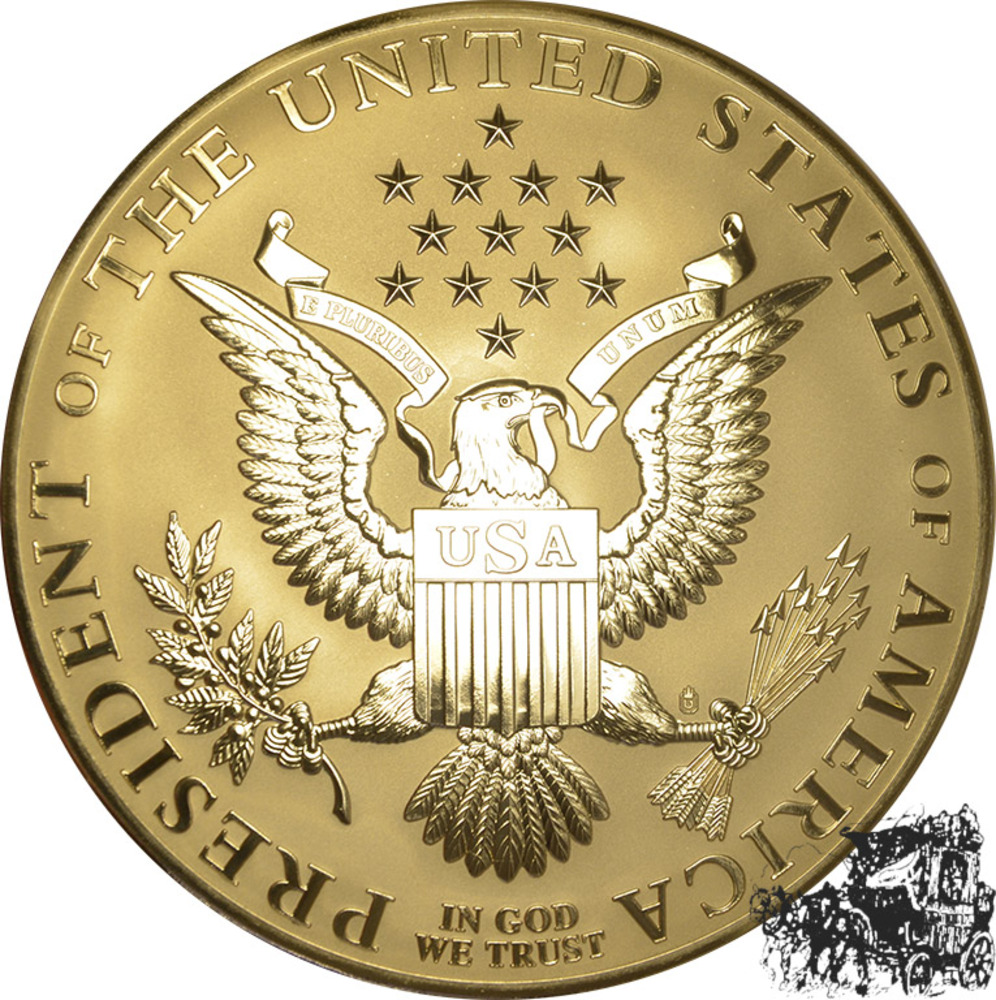 USA Donald TRUMP 2017 -2021 - Gigant-Medaille - vergoldet, mit Swarovski-Steinen veredelt