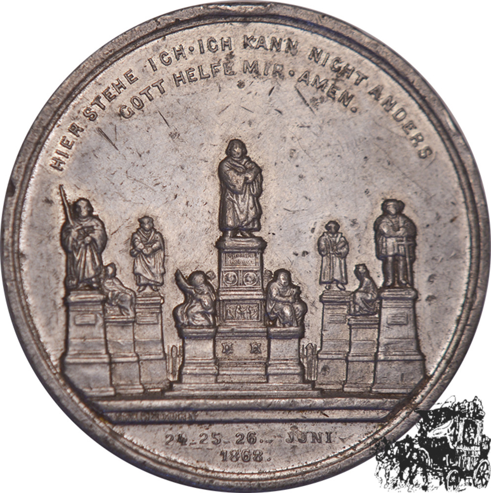 Zinnmedaille - auf die Enthüllung des Lutherdenkmals in Worms 1868
