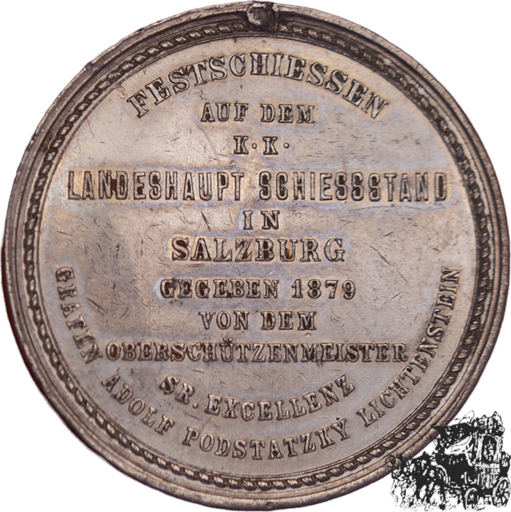AE- Medaille 1879 - Österreich, SCHÜTZENMEDAILLEN Salzburg, Festschiessen zur Silberhochzeit Franz Josef I. AE- Medaille 1879 - Österreich, SCHÜTZENMEDAILLEN Salzburg, Festschiessen zur Silberhochzeit Franz Josef I.