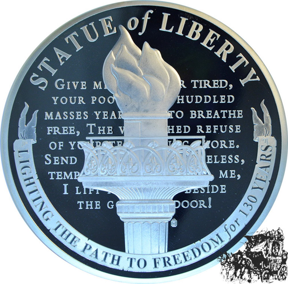 USA LIBERTY 1886 - Medaille - vergoldet, mit Swarovski-Steinen veredelt