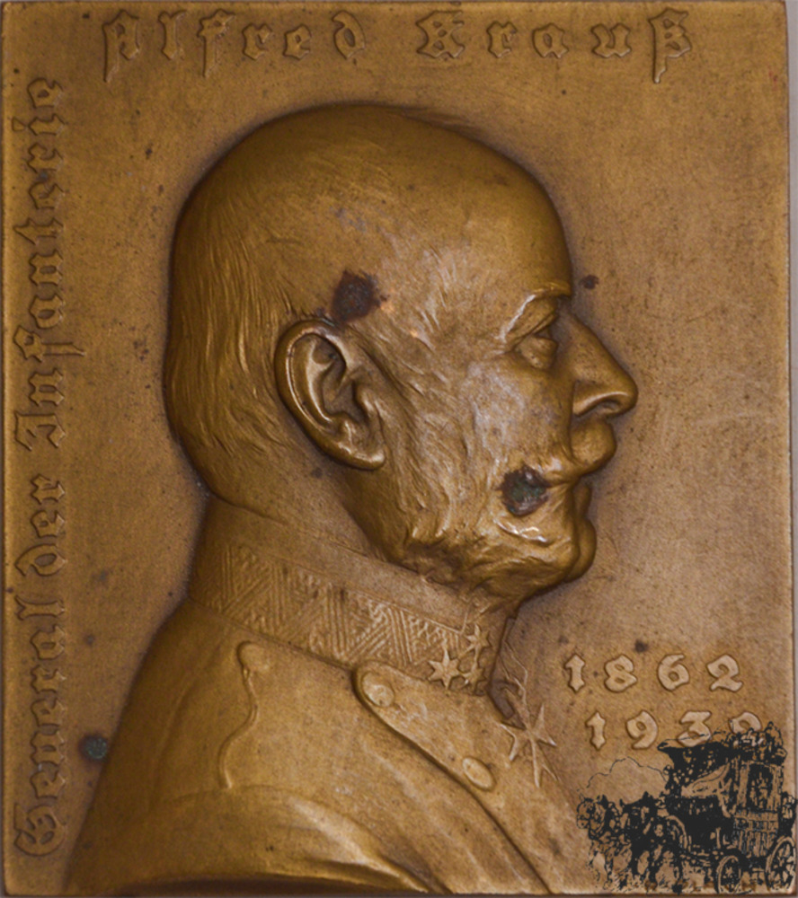 Bronzeplankette 1932 - österreichische General der Infanterie, Alfred Krauß, 1. Weltkrieg (v. R. Pracht)