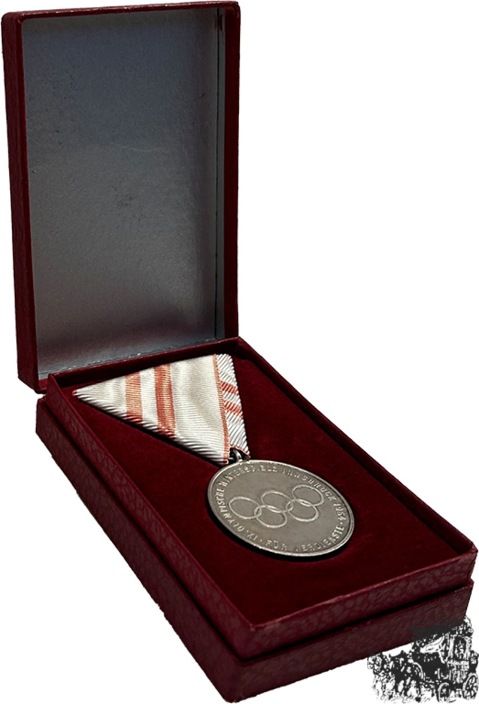 Österreichische Olympia-Medaille 1964 Innsbruck, am Bande, im Originaletui Österreichische Olympia-Medaille 1964 Innsbruck, am Bande, im Originaletui
