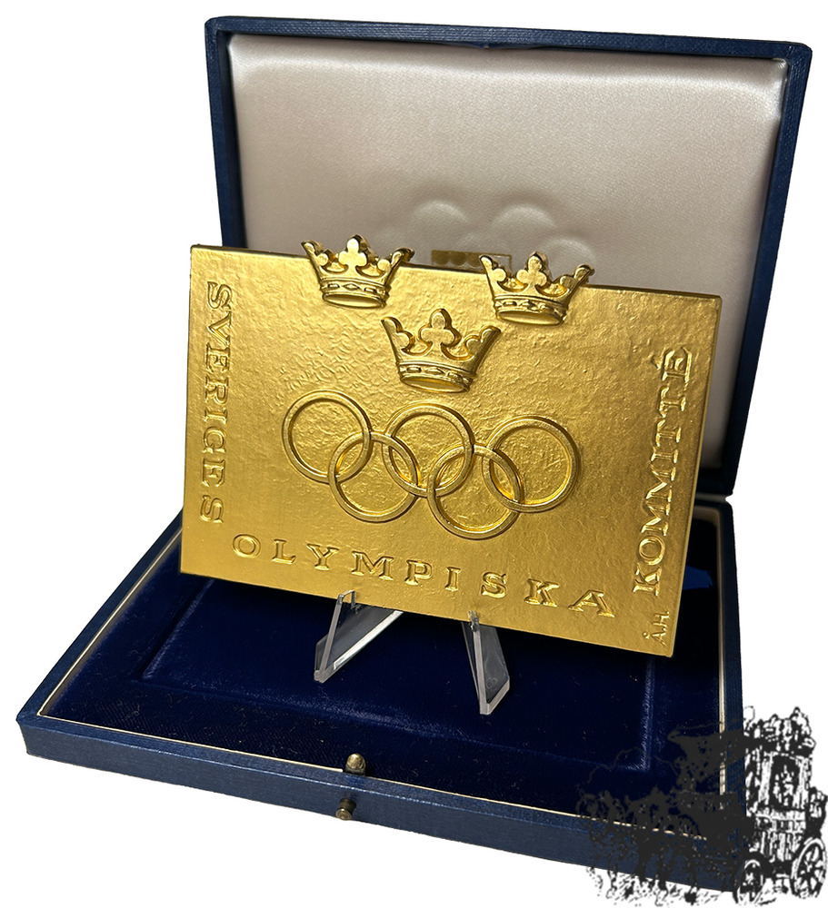 AE-Plankette 1972 - Schwedisches Olympia Komitee, zur Ehrung Herbert Kunze, München, in Original-Etui