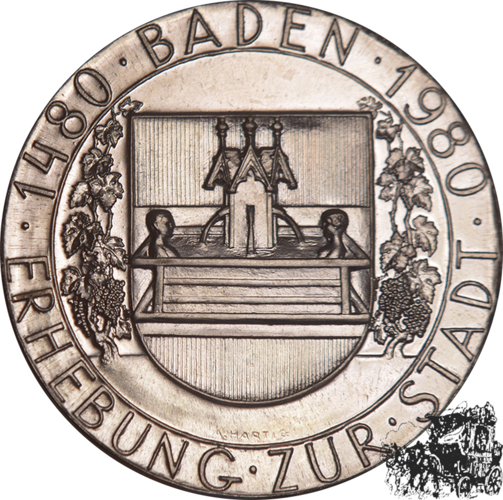 Österreich Medaille 1980 - 500 Jahre Stadterhebung Baden (NÖ), - Kaiser Friedrich III.
