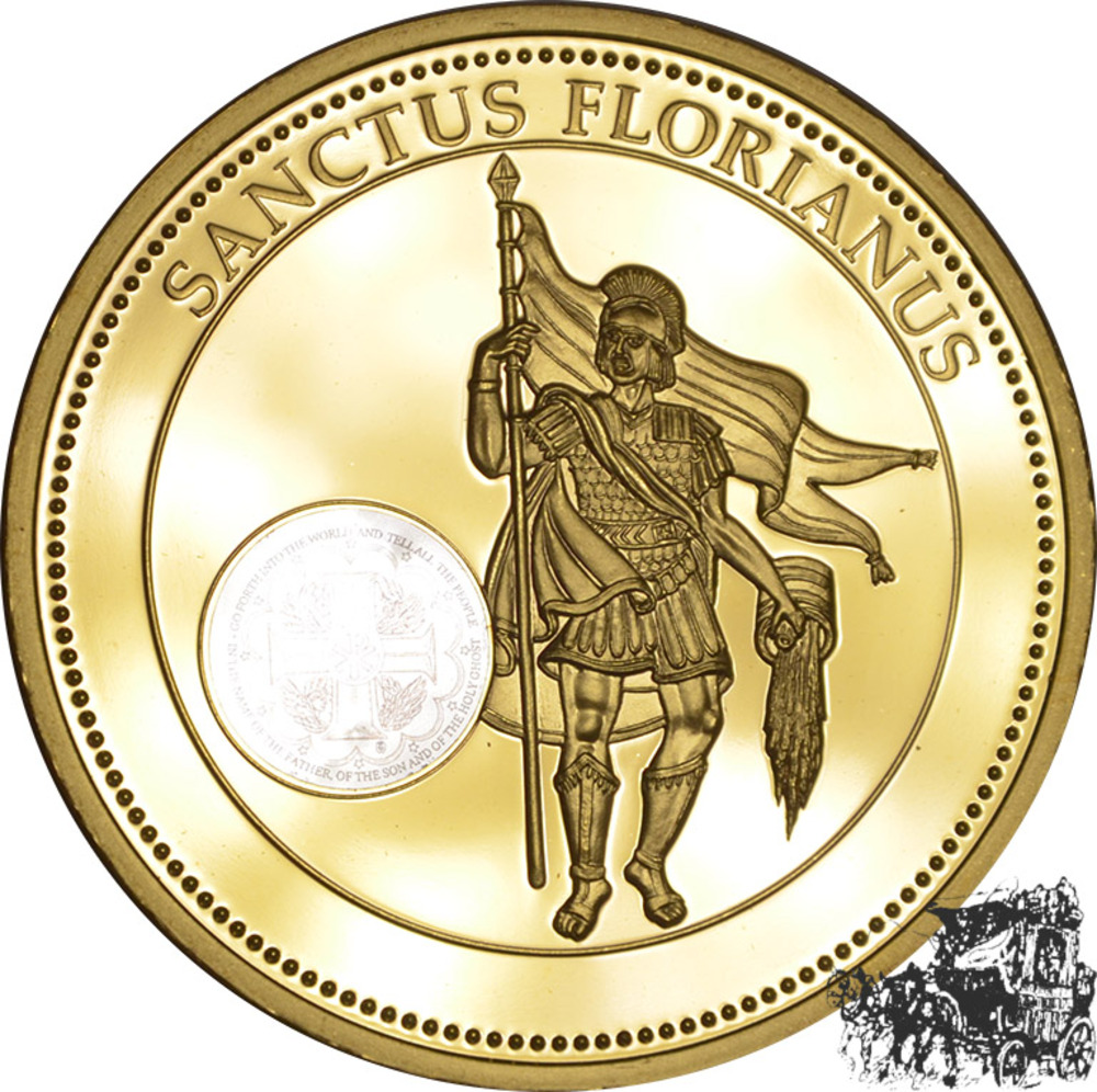 Die 12 heiligen Schutzpatrone - Heiliger Florian, Medaille, PP. mit Silberhologramm