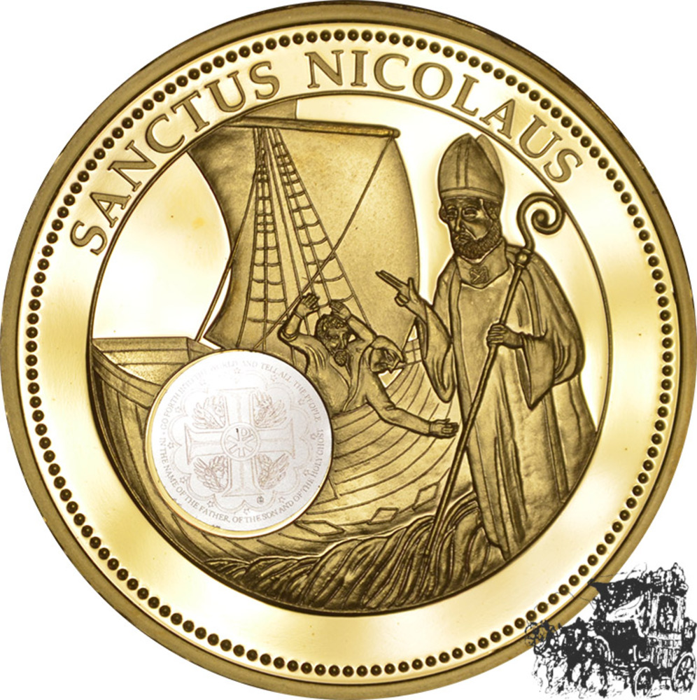 Die 12 heiligen Schutzpatrone - Heiliger Nikolaus, Medaille, PP. mit Silberhologramm