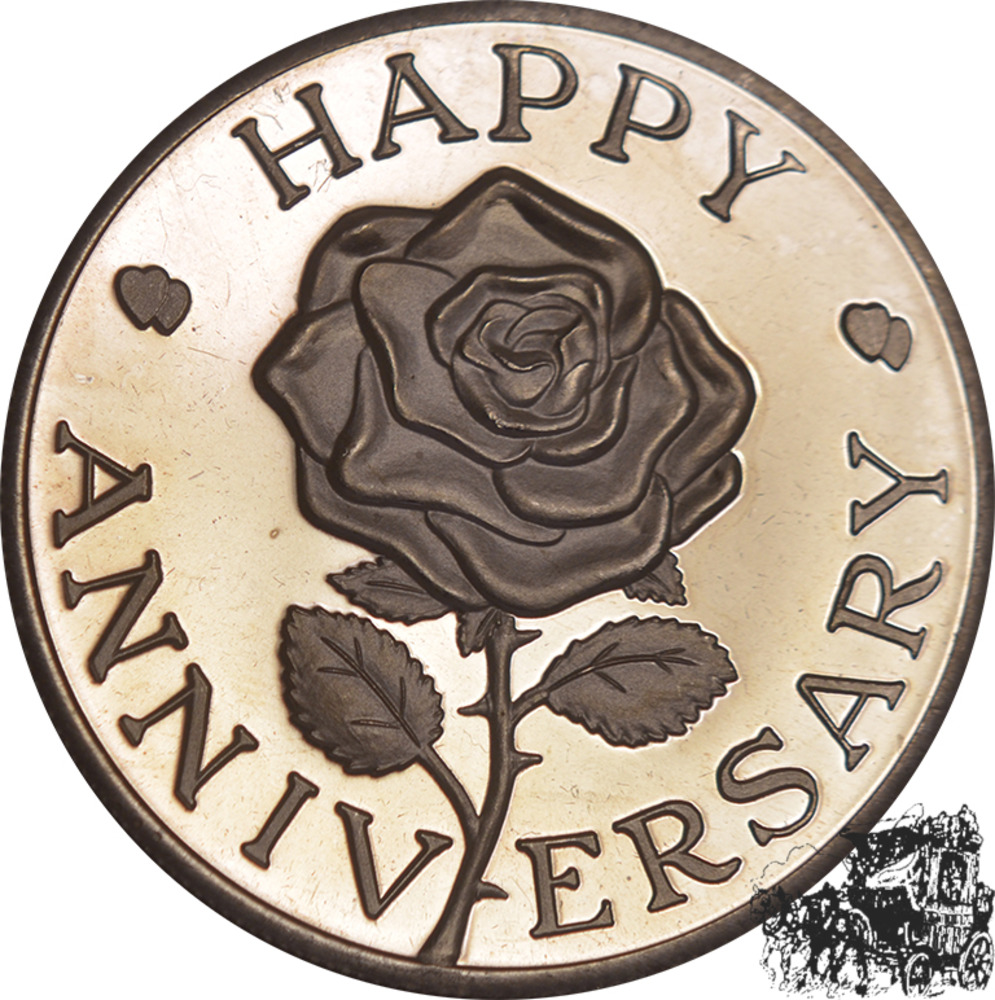 AE-Medaille o. Jahr - “Happy anniversary“, Geburtstags-Medaille, 1 Unze Silber