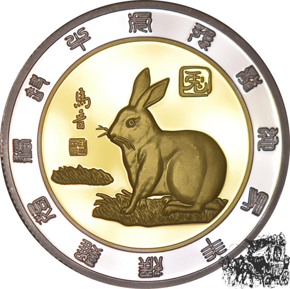 China Medaille - Hase, Chinesisches Sternzeichen / Tierkreiszeichen