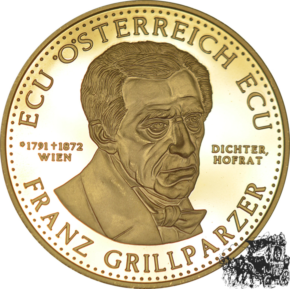 AE-Medaille - ECU Franz Grillparzer 1791 - 1872, Servus Europa