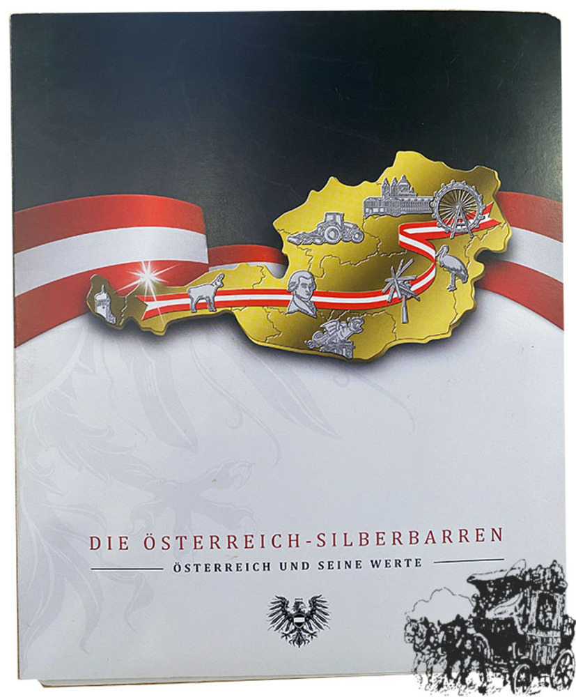 DIe Österreich-Silberbarren, 8 Silber Barren in Österreich-Form