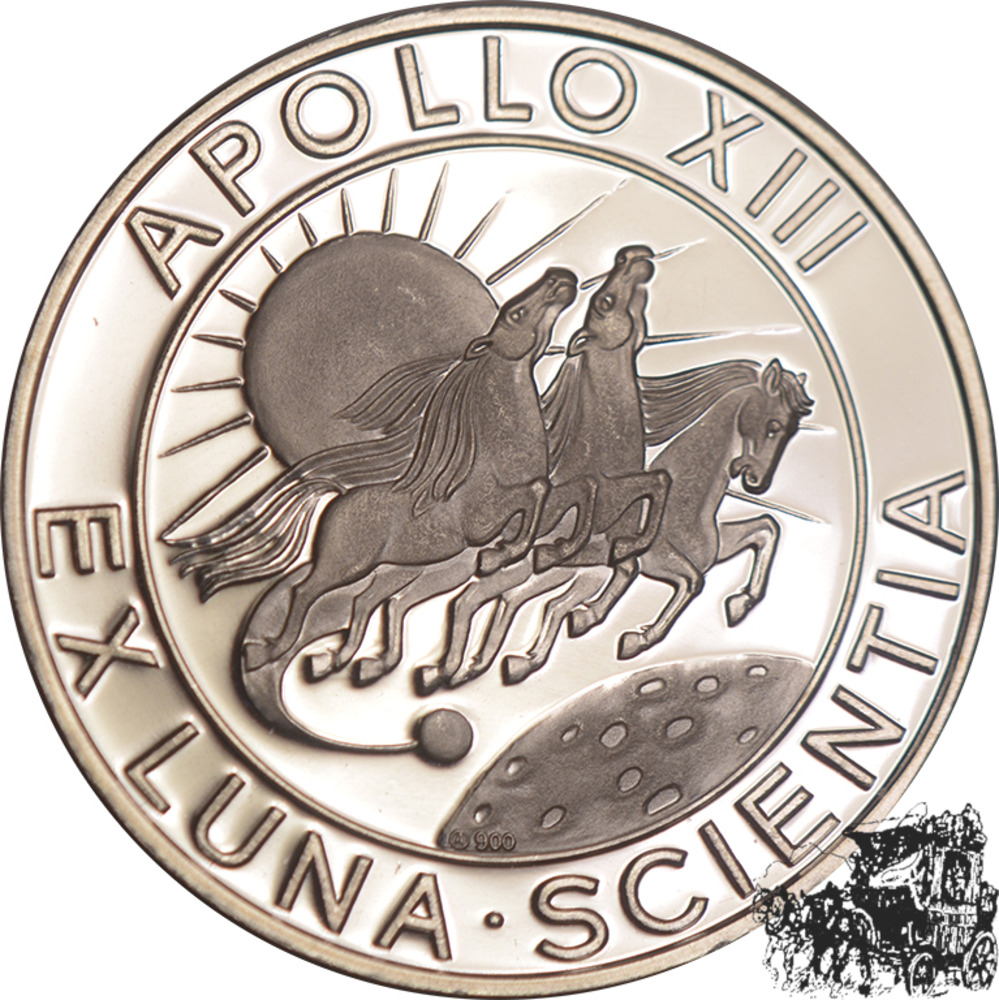 Ag-Medaille - Apollo XIII, J.A.Lovell, J.L.Swigert, F.W.Haise, PP., Raumfahrt Ag-Medaille - Apollo XIII, J.A.Lovell, J.L.Swigert, F.W.Haise, PP., Raumfahrt