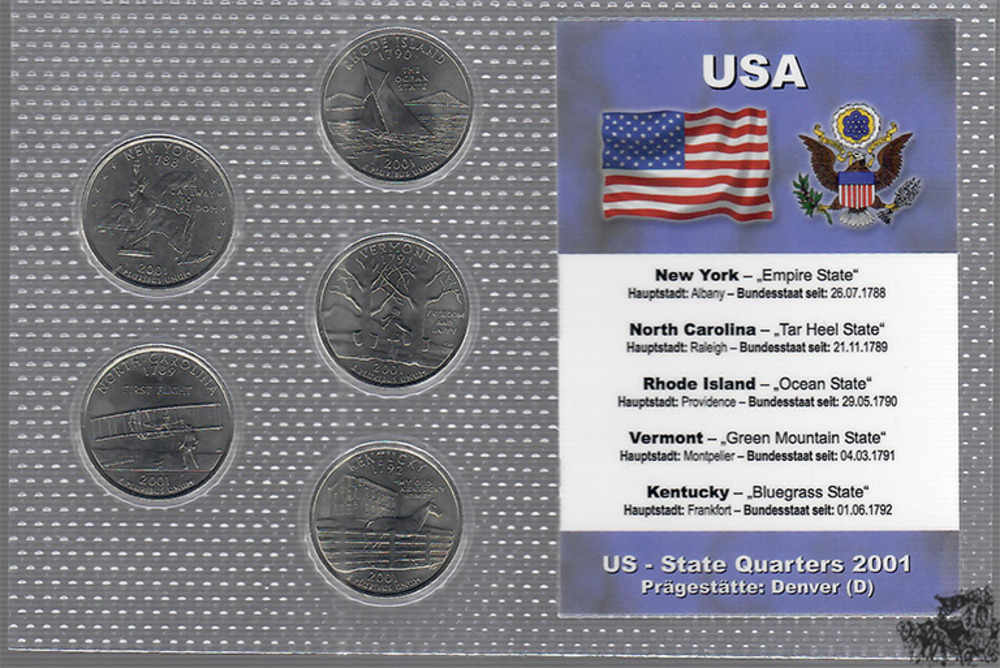 5 x 25 Cent 2001 D - USA