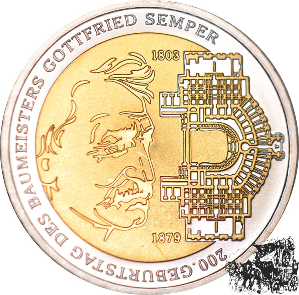 10 Euro 2003 G - Gottfried Semper, Goldapplikation 10 Euro 2003 G - Gottfried Semper, Goldapplikation