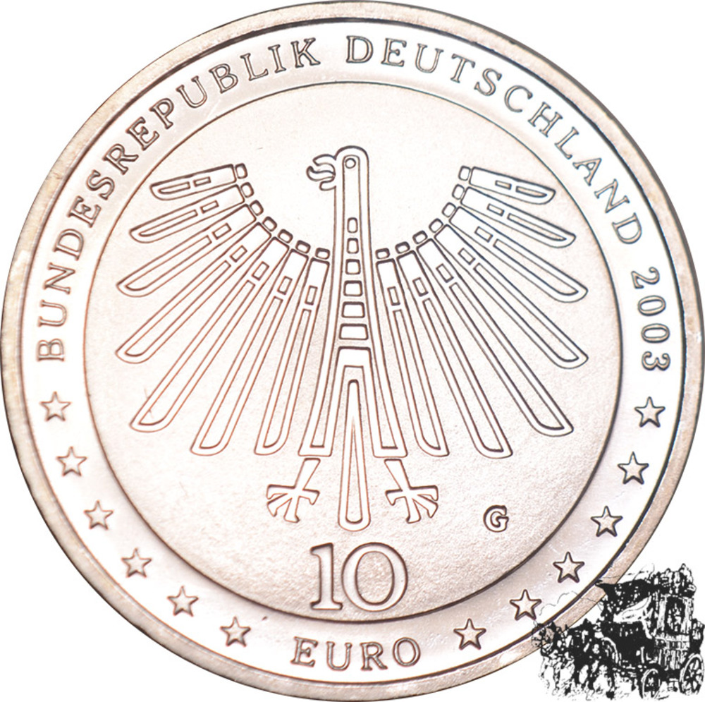 10 Euro 2003 G - Gottfried Semper, Goldapplikation 10 Euro 2003 G - Gottfried Semper, Goldapplikation