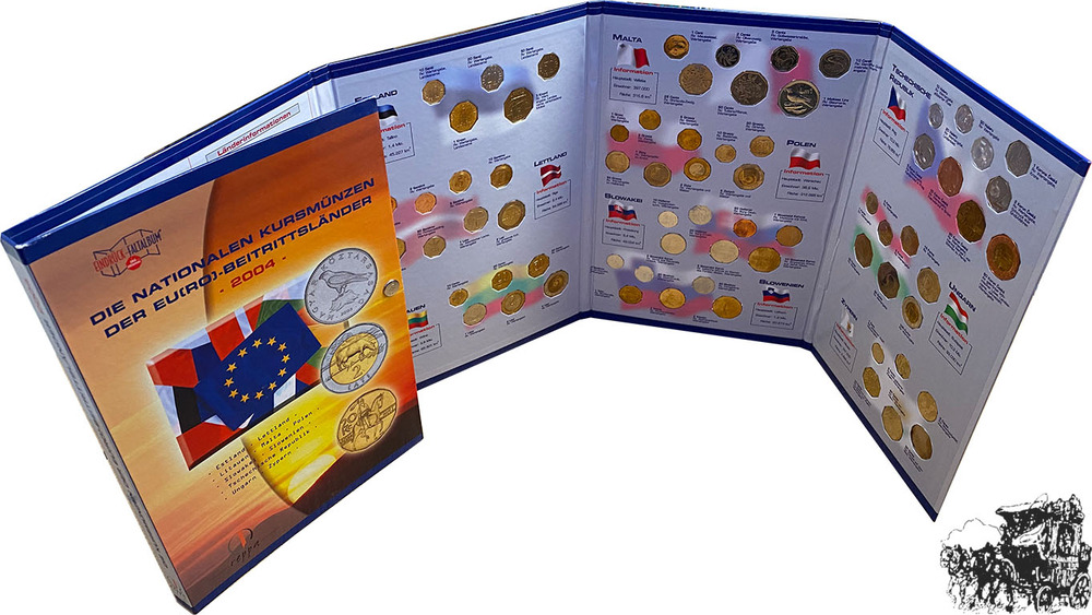 Die Nationalen Kursmünzen der EU(RO) - Beitrittsländer, 10 Münzsätze im Reppa-Folder Die Nationalen Kursmünzen der EU(RO) - Beitrittsländer, 10 Münzsätze im Reppa-Folder
