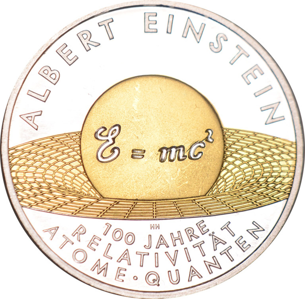 10 Euro 2005 J - Einstein, Goldapplikation