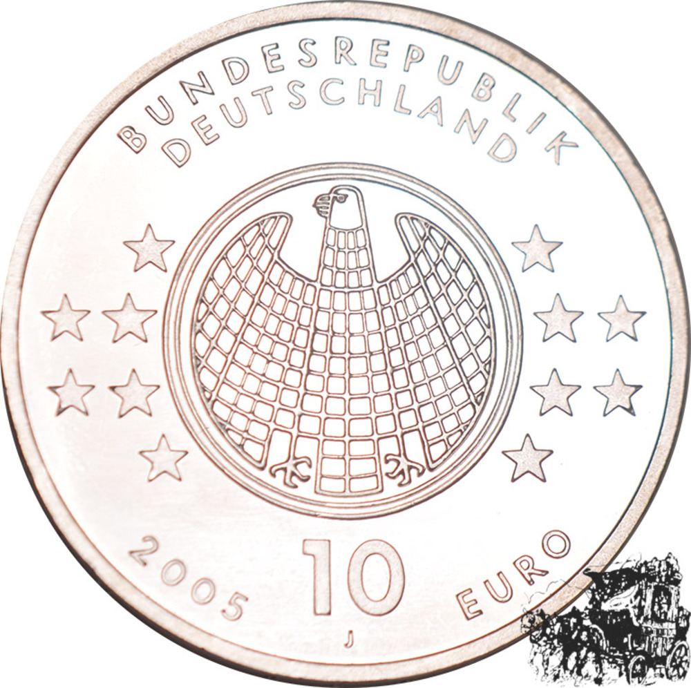 10 Euro 2005 J - Einstein, Goldapplikation