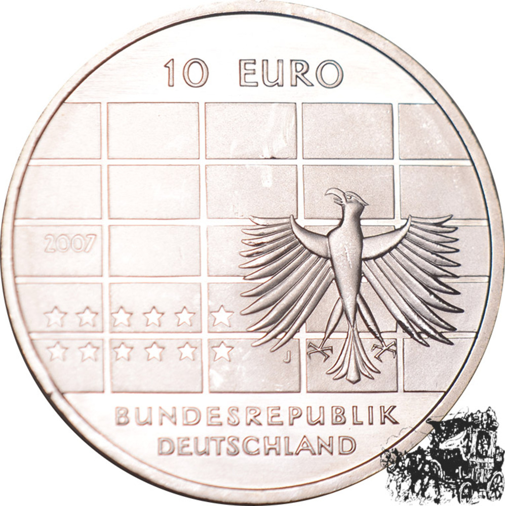 10 Euro 2007 J - Bundesbank, Goldapplikation 10 Euro 2007 J - Bundesbank, Goldapplikation