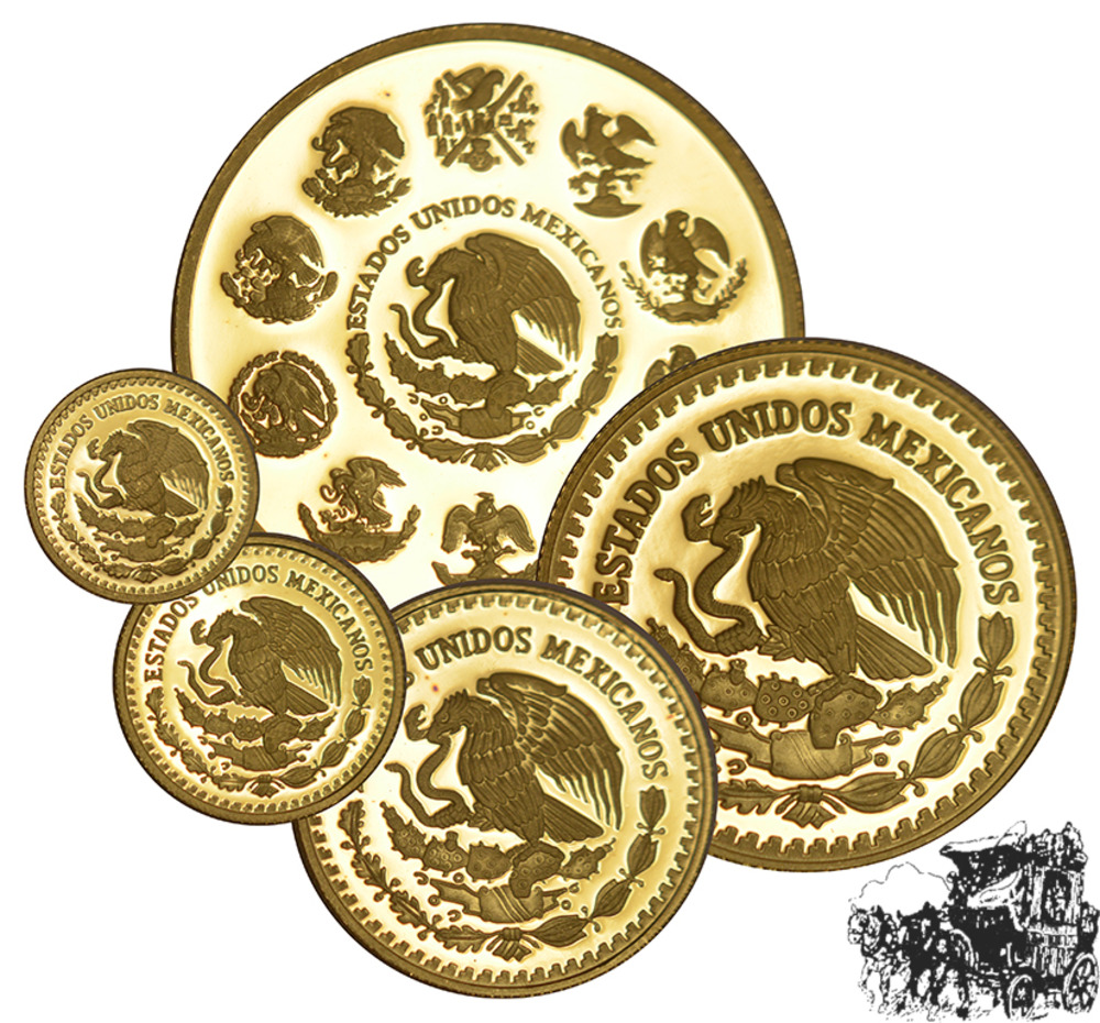 Gold-Set Mexiko 2007 - Libertad - 1 Oz, 1/2 Oz, 1/4 Oz, 1/10 Oz, 1/20 Oz - im Holzetui mit Zertifikat Gold-Set Mexiko 2007 - Libertad - 1 Oz, 1/2 Oz, 1/4 Oz, 1/10 Oz, 1/20 Oz - im Holzetui mit Zertifikat