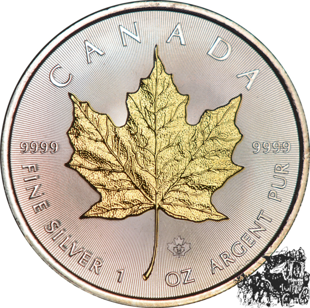 5 Dollar 2014 - Maple Leaf - Goldapplikation 5 Dollar 2014 - Maple Leaf - Goldapplikation